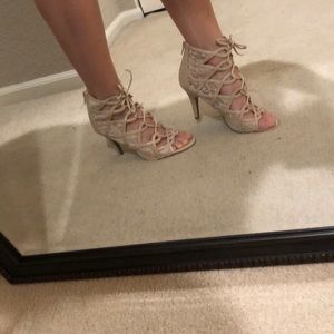 Lace up lace heels